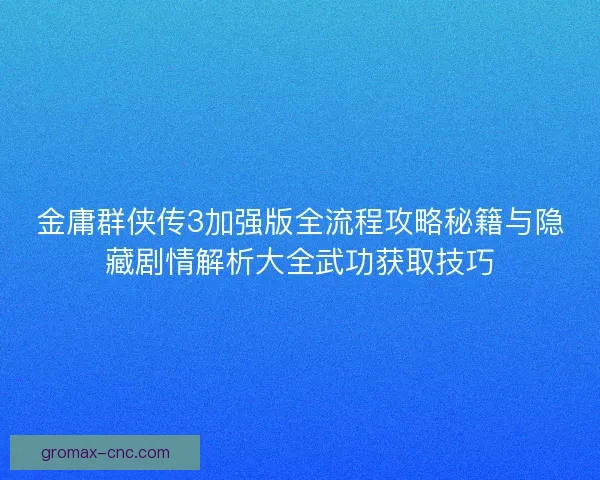 金庸群侠传3加强版全流程攻略秘籍与隐藏剧情解析大全武功获取技巧